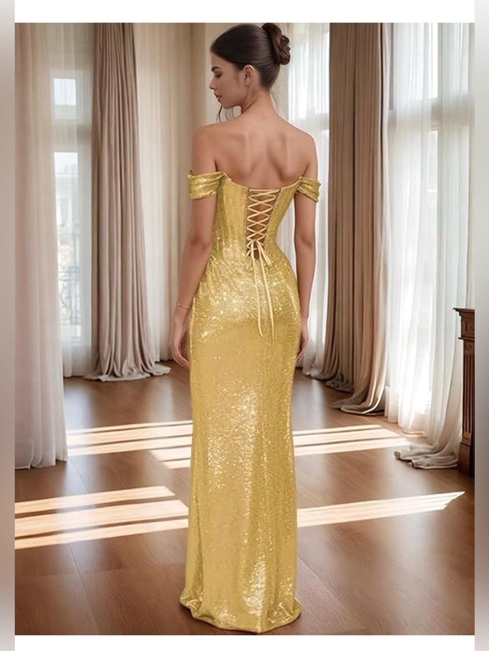 Witness of Love Rose Gold Sequin Formal Gown – Size Large (Fits US 10-12) - Picture 2 of 12